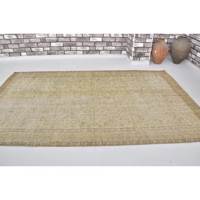 Turkish Biege Home Living Oushak Rug For Sale - Image 3 of 10