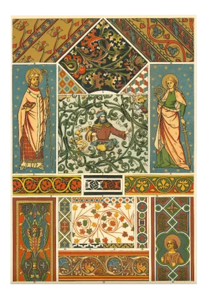 Unknown - Gothic Decorative Motifs - Vintage Chromolithograph - Early 20th Century
