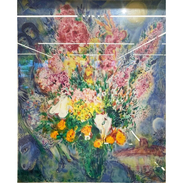 Mid-Century Modern Marc Chagall Bouquet De Fleurs Lithograph, Framed For Sale - Image 3 of 13