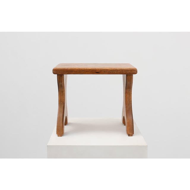 Hand-Carved Oak Wooden Stool, France, 1890s For Sale - Image 6 of 11