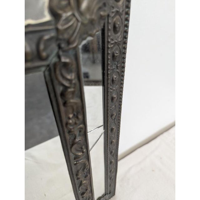 Dutch Repoussé Brass Mirror with Side Panels For Sale - Image 5 of 6