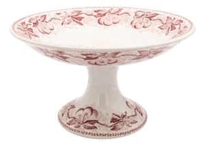 Antique French Transferware Footed Plate Cerise from Badonviller, 1890s