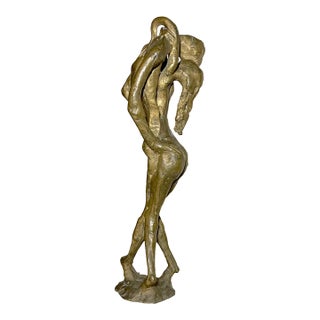 Large Vintage Milton Elting Hebald American Embrace Bronze Nude Sculpture Statue For Sale