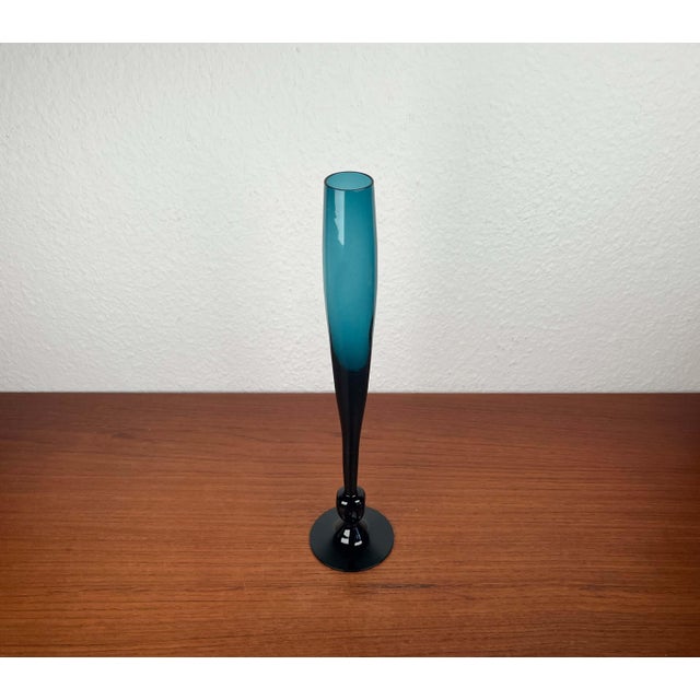Blue Mid-Century Modern Green Glass Vase from Alsterfors Glasbruk, Sweden, 1960s For Sale - Image 8 of 8