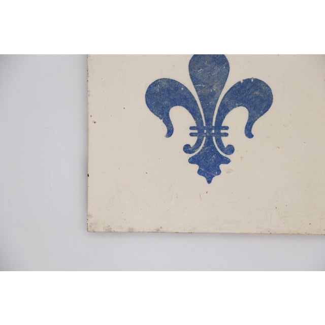 1900s Fleur De Lis Blue & White Large Tile, Portuguese For Sale - Image 4 of 12