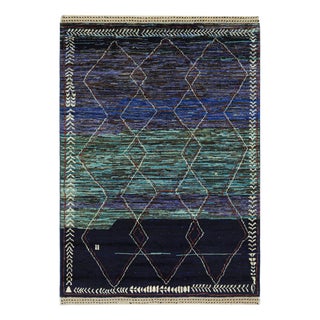 Afghan Hand-Knotted Blue Gabbeh Style Rug, 2010s For Sale