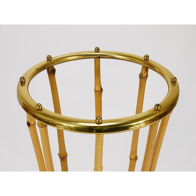 Mid-Century French Riviera Bamboo & Brass Umbrella Stand, Austria, 1950s For Sale - Image 6 of 13