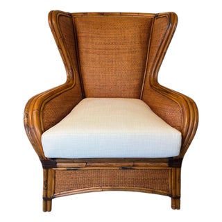 Rattan Lounge Chair in the Manner of McGuire For Sale