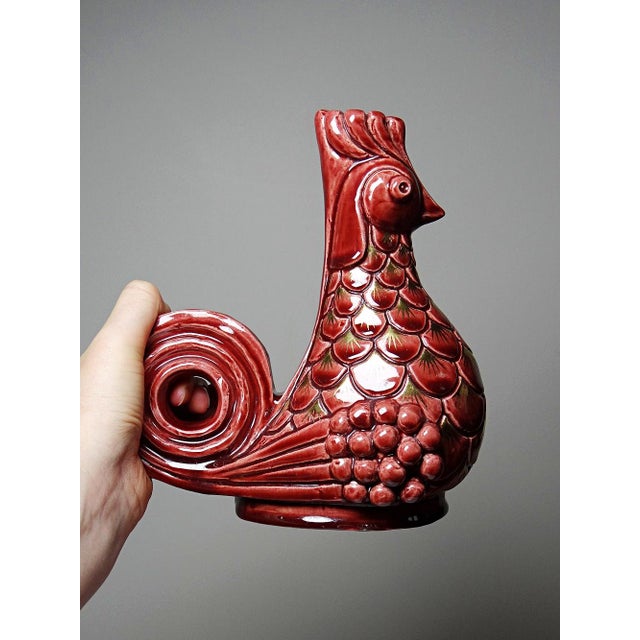 Glazed Ceramic Rooster Candlesticks by A.G Roger, 1940s, Set of 2 For Sale - Image 3 of 18