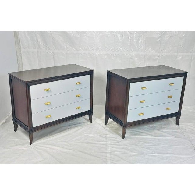 Pair of 3 Drawer Bachelor Chests With Brass Hardware by Century Furniture For Sale In Los Angeles - Image 6 of 18