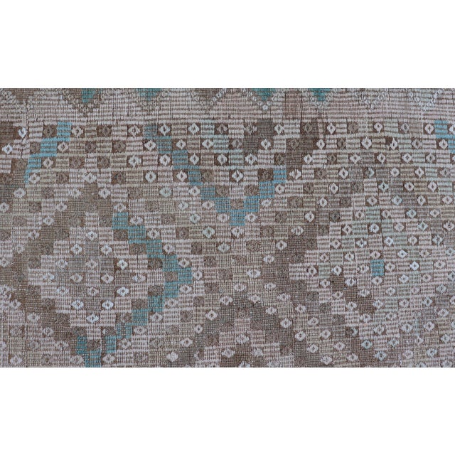 Tan Vintage Hand Woven Turkish Embroidered Flat-Weave Rug With Geometric Design For Sale - Image 8 of 13
