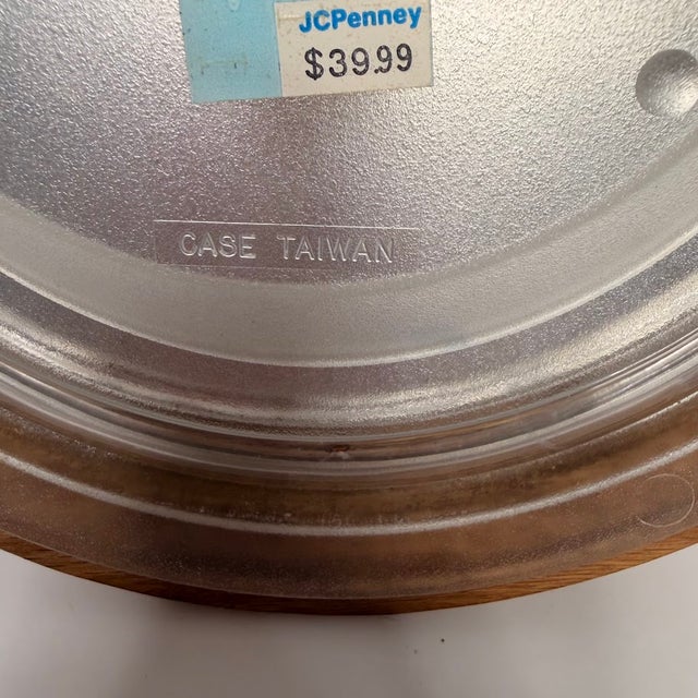 Gold 1970s Heirloom Quartz Oval Wall Clock Oak Wood Frame Gold Mid Century Modern MCM For Sale - Image 8 of 11