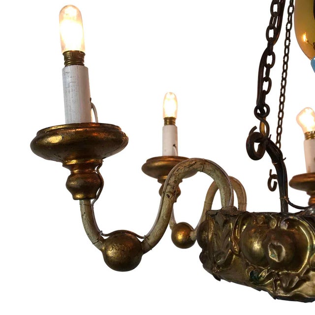 Turquoise and Gilt Chandelier from Lucca, 19th Century For Sale - Image 5 of 11