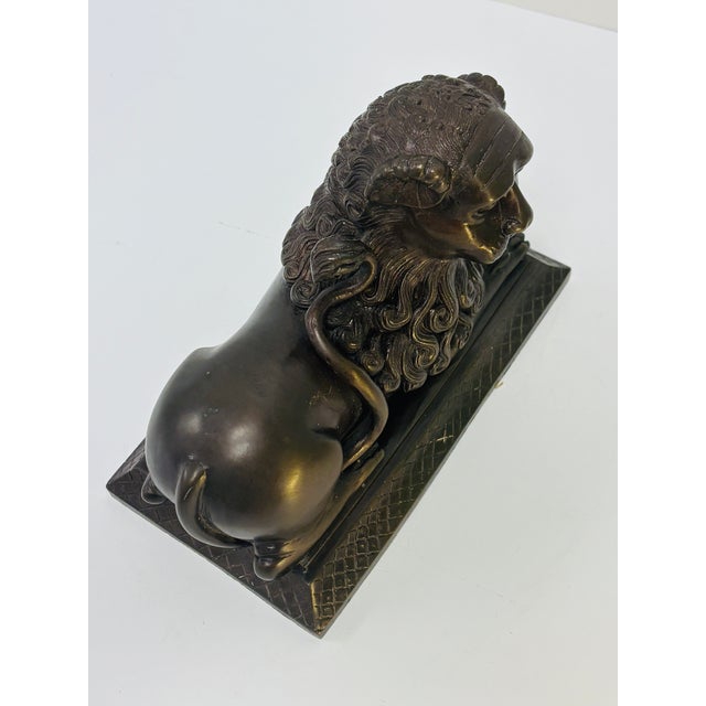 Metal Vintage Borghese Bronze Lion Doorstop/Bookend For Sale - Image 7 of 9