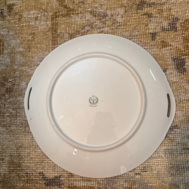 Art Nouveau Antique 1910s r.s. Germany Hand-Painted Dual-Handled Porcelain Floral Cake Plate For Sale - Image 3 of 5