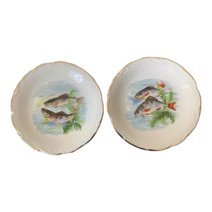 French Porcelain Limoges Fish Plates- Set of 2