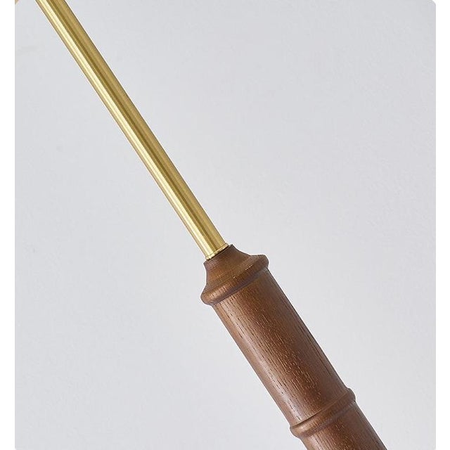 2020s Patterned Fabric & Copper-Wood Lamp For Sale - Image 5 of 6