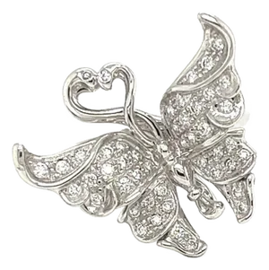 Carrera Y Carrera Diamond 18k White Gold Butterfly Ring, Size 6.5