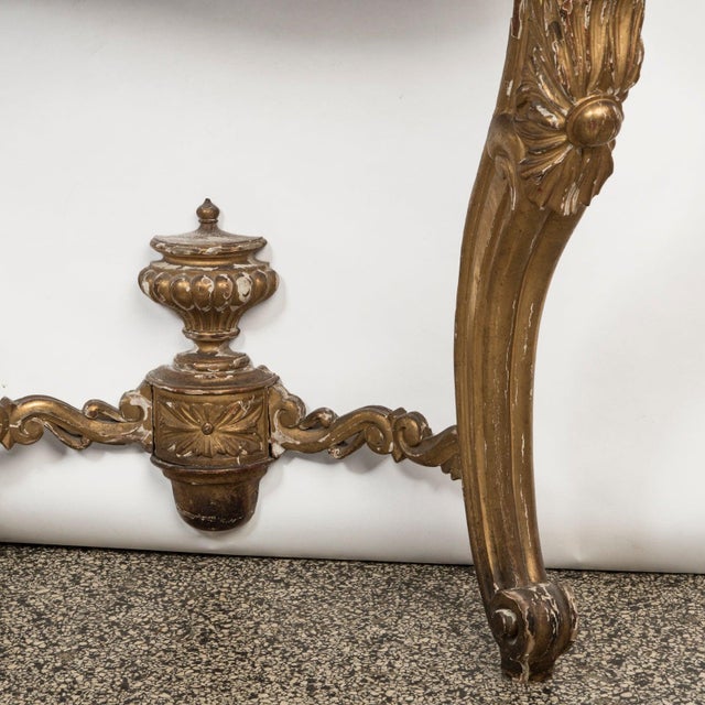 Antique French Louis XV Giltwood Console or Side Table, 19th Century For Sale - Image 9 of 11