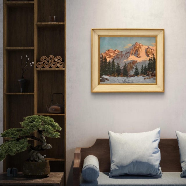 The category antique paintings, mountain landscape paintings with snow, features a striking snow-covered winter Alpine...