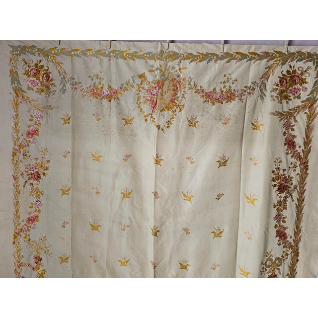French silk brocade panel in the 18th century revival style with typical decorative motifs of the Marie Antoinette era,...