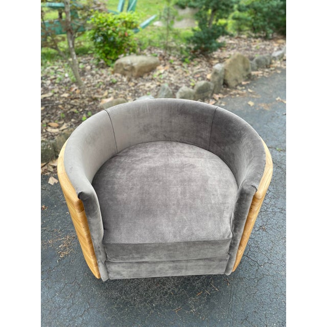 1970s Oak Barrel Chairs With Holly Hunt Mohair a Pair Chairish