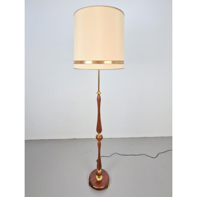 Vintage Scandinavian Floor Lamp in Teak and Brass, 1960s For Sale - Image 3 of 8