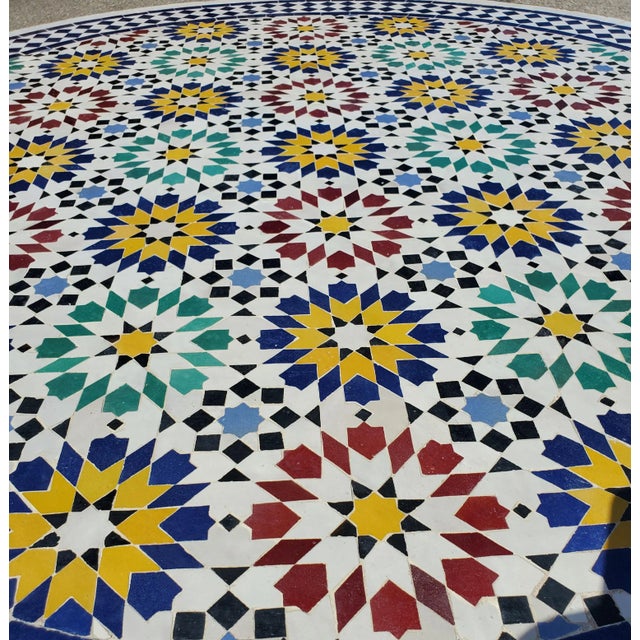 60" Moroccan Multi-Color Beldia Mosaic Table For Sale - Image 4 of 7