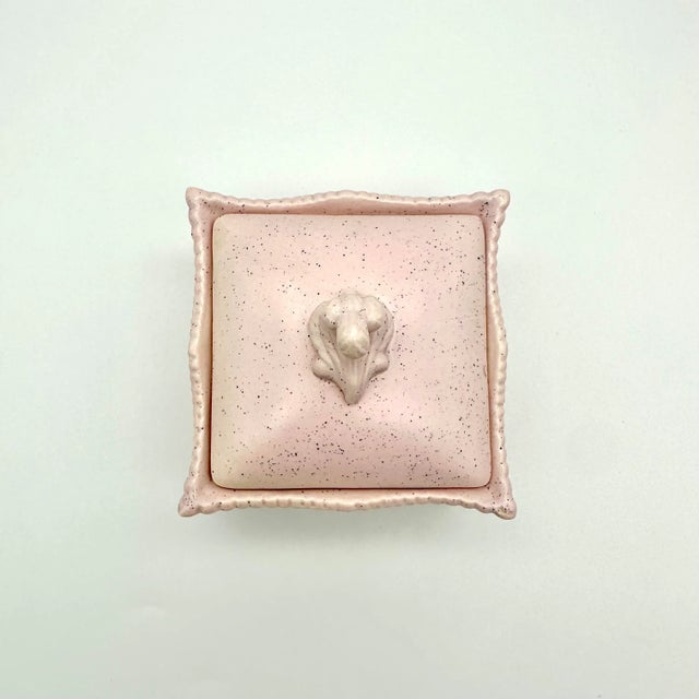 Mid 20th Century Vintage Victorian Style Pink Ceramic Trinket Box For Sale - Image 5 of 9