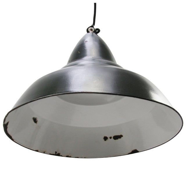 Industrial Vintage Industrial Belgian Green Enamel Pendant Light For Sale - Image 3 of 5