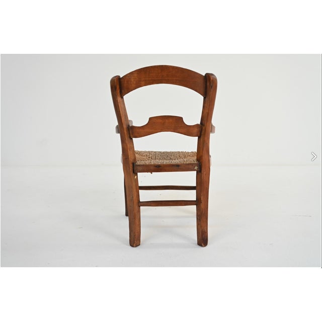 French Provincial Antique French Provincial Style Rush Seat Child's Armchair For Sale - Image 3 of 11