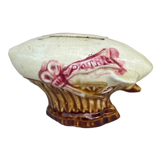Majolica Onnaing Hot Air Balloon Money Bank Box, Circa 1900 For Sale