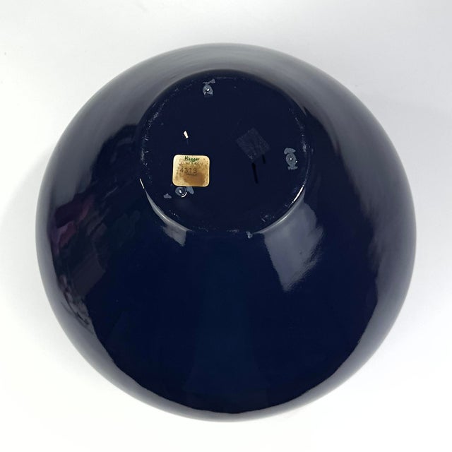 Ink Blue Extra Large Ink Blue Ceramic Vase by Haeger No. 4313. Made in Usa For Sale - Image 8 of 9