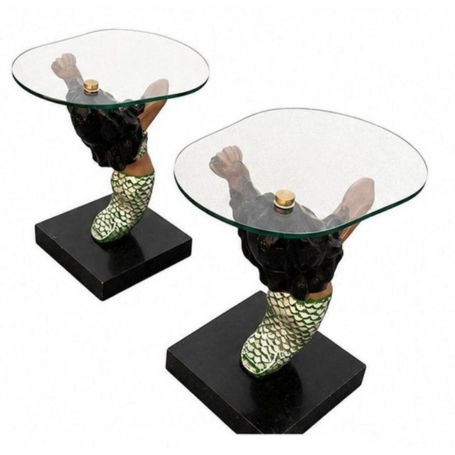 1950s MCM Sculptural Nude Mermaid Biomorphic Cocktail Table W/ Pair of End Tables For Sale - Image 9 of 13