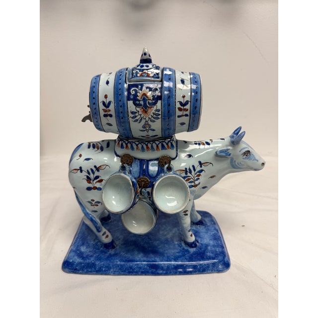 Ceramic Mid 20th Century Georges Martel French Polychrome Faience Cow Dispenser For Sale - Image 7 of 10