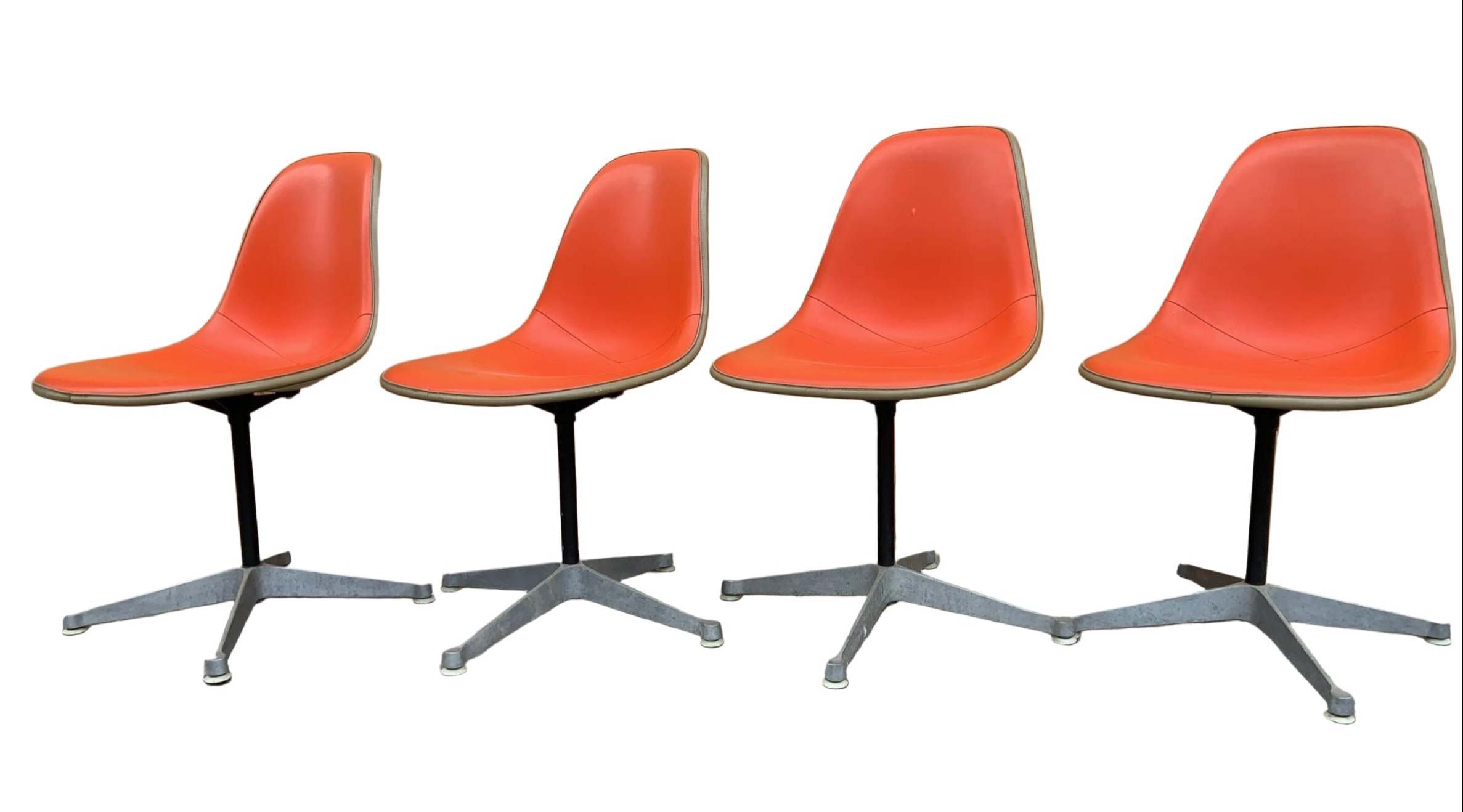 Herman Miller Cameo DSR ダイニングチェア 4脚セット Mid Century Modern Herman Miller Swivel Shell Chairs in Orange