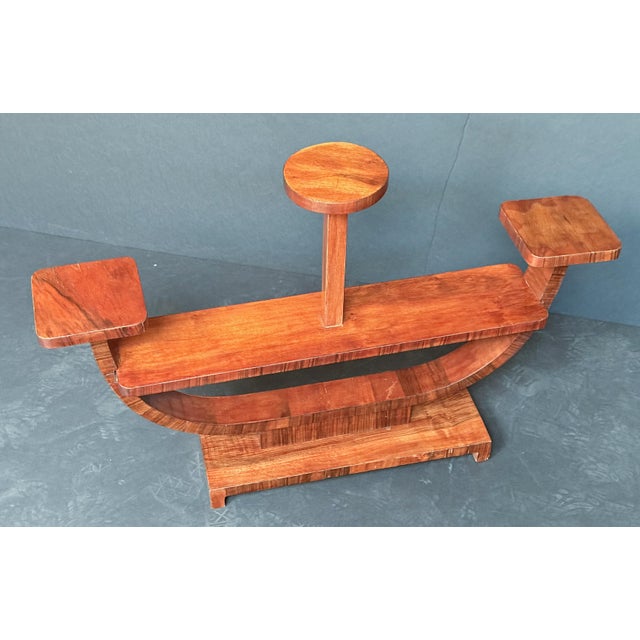 Brown Art Deco Plant Stand or Etagere of Figured Walnut From Italy For Sale - Image 8 of 10