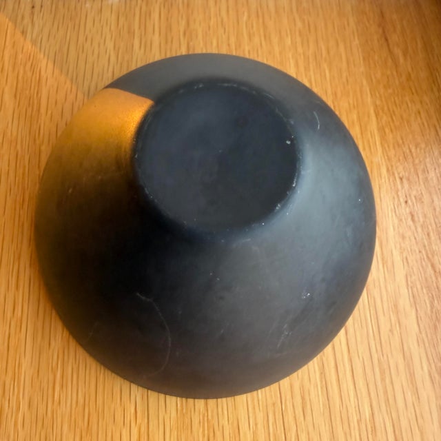 MCM Krenit Bowl by Herbert Krenchel, 6.5" Diameter, Black on Black Enamel Coated For Sale - Image 10 of 10