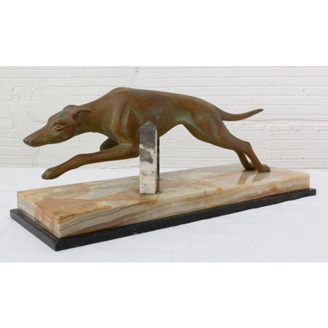 French Art Deco Marble Spelter Greyhound, 1930s For Sale - Image 4 of 10