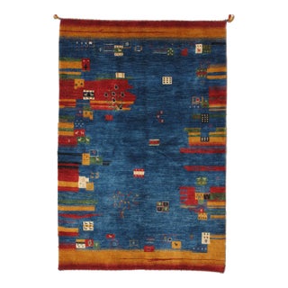 Vintage Persian Hand-Knotted Gabbeh Rug 4' X 5'11" For Sale