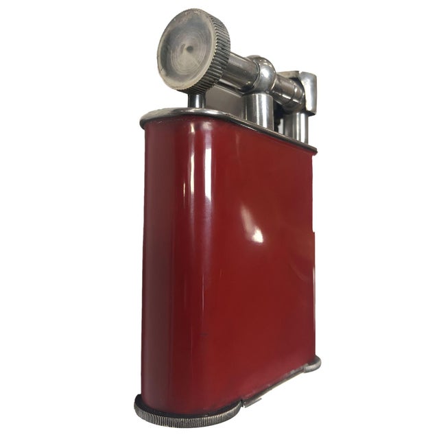Mid-Century Modern 1920 Red Enamel Lift Arm French Table Lighter For Sale - Image 3 of 7