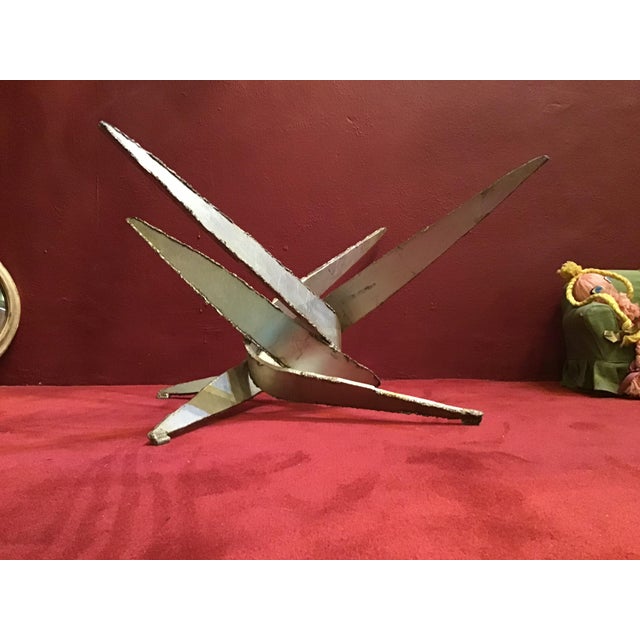 Metal 1960s Silas Seandel Style Brutalist Iron Silver Coffee Table Base For Sale - Image 7 of 10
