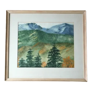 "Ypsilon Peak" by Draper Colorado Regionalist Watercolor Painting 1940s