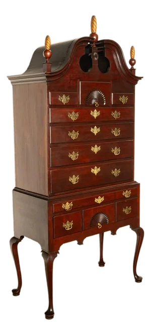 Antique 18thC American Federal Queen Anne Mahogany Bonnet-Top Highboy Salem 1790