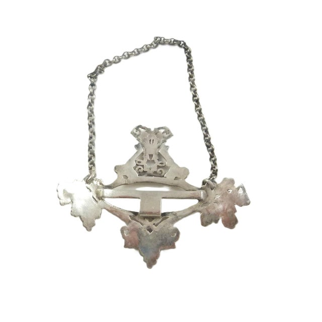 Victorian English Sterling Silver Decanter Label | Earl's Coronet Motif | London 1866 For Sale - Image 6 of 8
