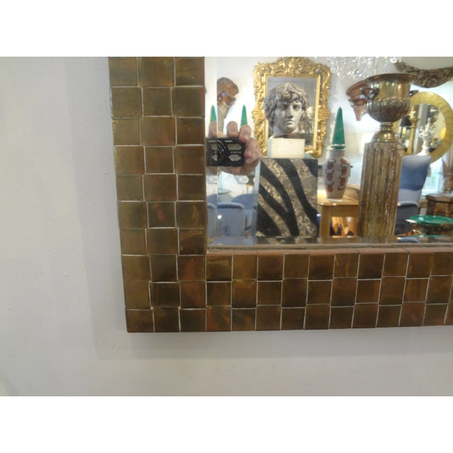 Italian 1970s Italian Woven Brass Beveled Mirror For Sale - Image 3 of 7