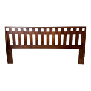 Vintage 1970s Lane Altavista Brutalist Staccato Rosewood and Walnut Headboard in King by Paul McCobb