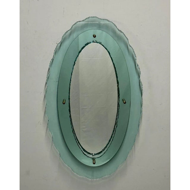 Italian Mid-Century Modern Fontana Arte Oval Glass Mirror or Plateau or Tray For Sale - Image 12 of 12