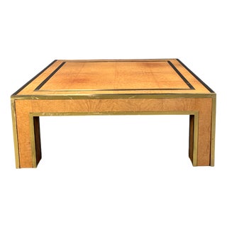 Brass and Burl Wood Coffee Table by Jean Claude Mahey, 1970s For Sale