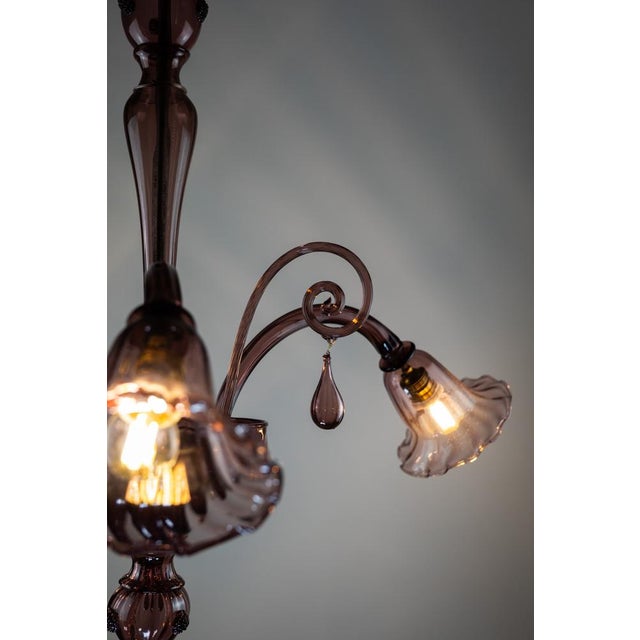 Maroon Art Deco Hanging Light in Murano Glass For Sale - Image 8 of 11